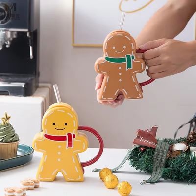 16 oz de dessins animés Cute céramique de Noël pain d'épice tasse de café parfait pour la saison des fêtes