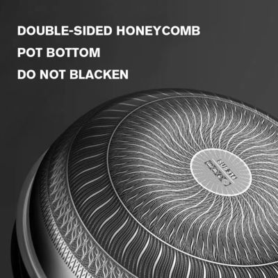30 cm de diamètre Honeycomb Wok de cuisine domestique avec couvercle en verre et revêtement antiadhésif