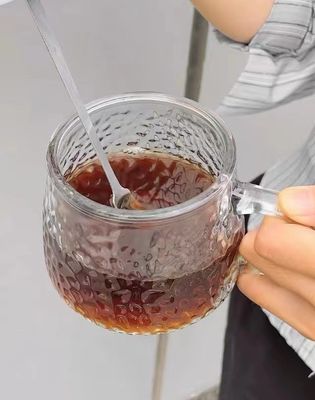 Coupe de petit-déjeuner avec couvercle à poignée et couvercle Coupe de café en verre transparent 12,5*13*8cm