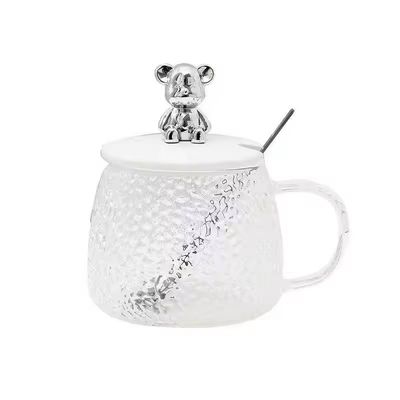 Design minimaliste tasse de café en verre avec poignée couvercle cuillère apparence élevée 380ml Capacité