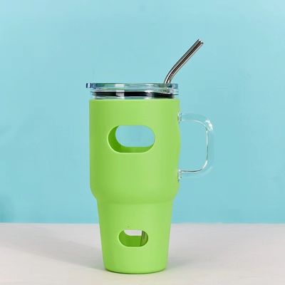 Sublimation de qualité alimentaire 32 oz verre tumbler avec couvercle en bois et paille