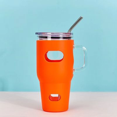 Sublimation en verre 32 oz avec couvercle en bois et paille de couleur personnalisée