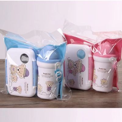 500ml bouilloire de paille boîte à lunch en plastique avec tasse d'eau ensemble parfait pour la variété de déjeuner