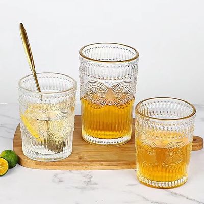 L'échantillon fournit une tasse en verre jus de café boisson tasse en verre 300ml 380ml style de conception classique