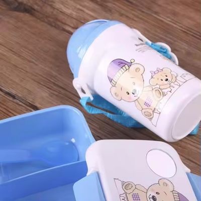 500ml bouilloire de paille boîte à lunch en plastique avec tasse d'eau ensemble parfait pour la variété de déjeuner