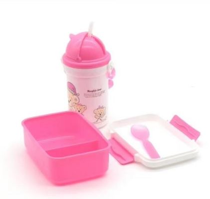 Convient 500 ml bouilloire à paille boîte à lunch en plastique pour les étudiants et les enfants