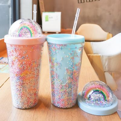 Double paroi 550 ml Bpa Gratuit Glitter Crème glacée Tumbler pour le voyage-Friendly
