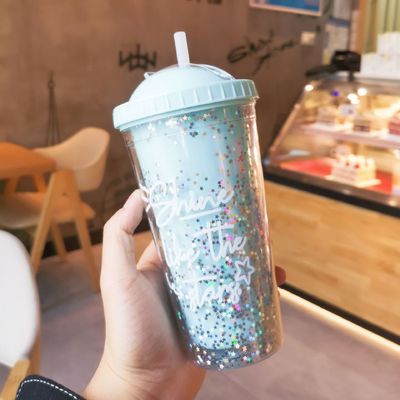 Double paroi 550 ml Bpa Gratuit Glitter Crème glacée Tumbler pour le voyage-Friendly
