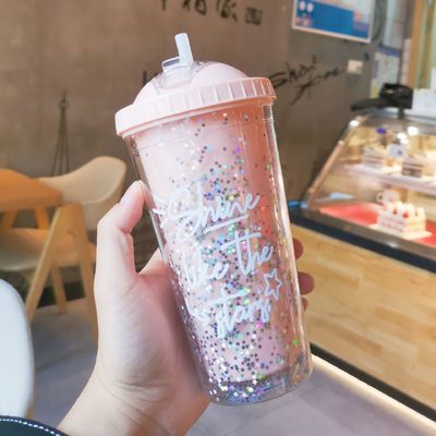 Double paroi 550 ml Bpa Gratuit Glitter Crème glacée Tumbler pour le voyage-Friendly