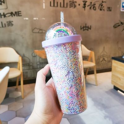 Double paroi 550 ml Bpa Gratuit Glitter Crème glacée Tumbler pour le voyage-Friendly