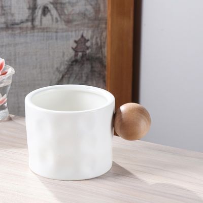 330ml tasse à café en céramique bouteille d'eau de bureau portable imperméable avec traitement à la boule de bois