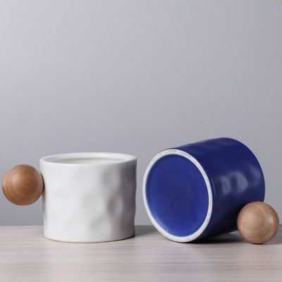 330ml tasse à café en céramique bouteille d'eau de bureau portable imperméable avec traitement à la boule de bois