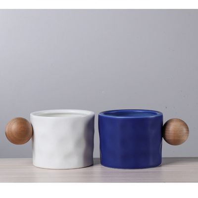 330ml tasse à café en céramique bouteille d'eau de bureau portable imperméable avec traitement à la boule de bois