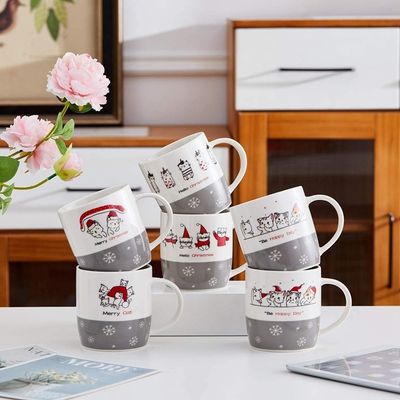 Logo personnalisé 14 oz tasse de Noël en céramique portable réutilisable plaisir tasse de chocolat cadeau de Noël