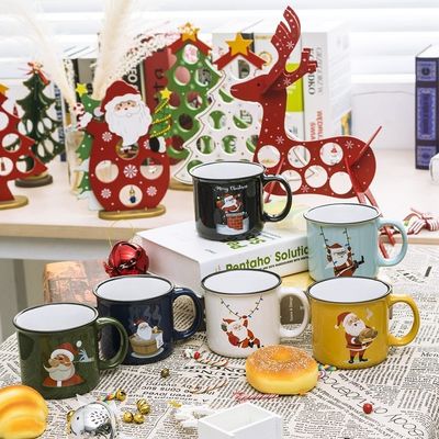 MUGS 14 oz Copoles d'eau de Noël en céramique Portable Logo personnalisé réutilisable Copoles de chocolat chaud drôles Cadeaux de Noël