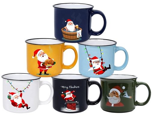MUGS 14 oz Copoles d'eau de Noël en céramique Portable Logo personnalisé réutilisable Copoles de chocolat chaud drôles Cadeaux de Noël