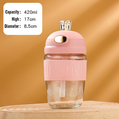 Logo personnalisé Acceptable Portable Reutilisable Eco-Friendly Glass Cube d'eau avec paille