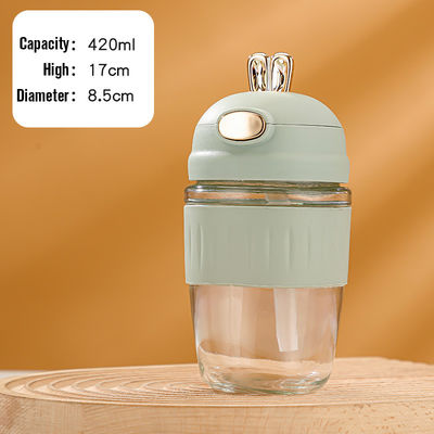 Logo personnalisé Acceptable Portable Reutilisable Eco-Friendly Glass Cube d'eau avec paille