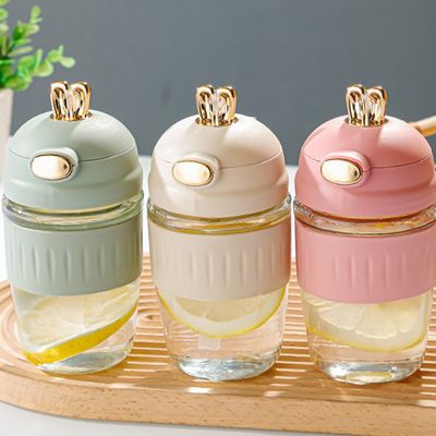 Logo personnalisé Acceptable 420ml Glass Oires de lapin Série de silicone pour cadeau délicat