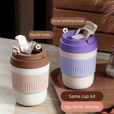 400 ml/550 ml tasses de café portables tasse de café réutilisable avec couvercle et paille 2024 Design