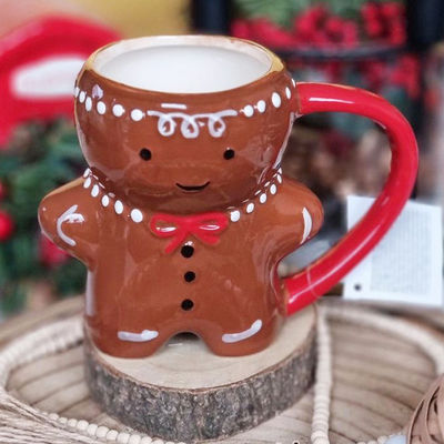 Mugs boissons de type 10OZ tasse de café de Noël en céramique avec un design mignon de pain d'épice