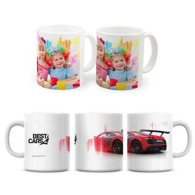Une tasse de café blanc en céramique sur mesure avec un cadeau portable