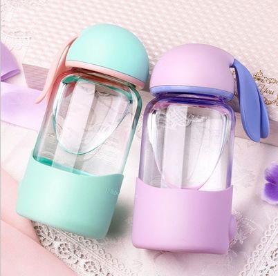 340ml Capacité Enfants Cute Bunny Verre à eau en rose/bleu/cyan/violet pour l'extérieur