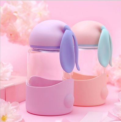 340ml Capacité Enfants Cute Bunny Verre à eau en rose/bleu/cyan/violet pour l'extérieur