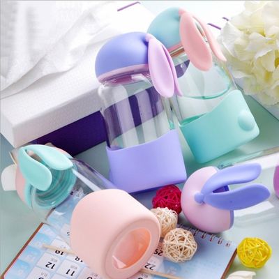 340ml Capacité Enfants Cute Bunny Verre à eau en rose/bleu/cyan/violet pour l'extérieur