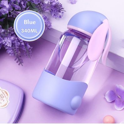 340ml Capacité Enfants Cute Bunny Verre à eau en rose/bleu/cyan/violet pour l'extérieur