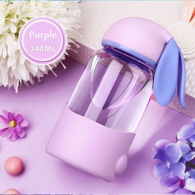 340ml Capacité Enfants Cute Bunny Verre à eau en rose/bleu/cyan/violet pour l'extérieur