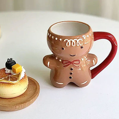 Jour de Noël personnalisé 300 ml mignon pain d'épice en forme d'homme Cuddle Cup tasse de café en céramique