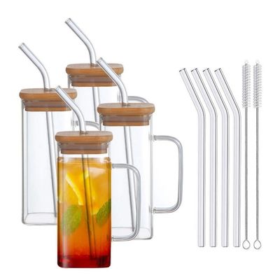 Cuvette de thé glacé à 350 ml avec couvercle et poignée de paille