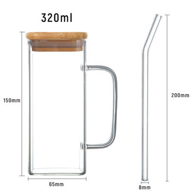 Cuvette de thé glacé à 350 ml avec couvercle et poignée de paille