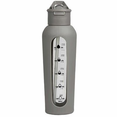 700 ml/1000 ml bouteilles en verre portables avec logo personnalisé, manches en silicone et horodatage