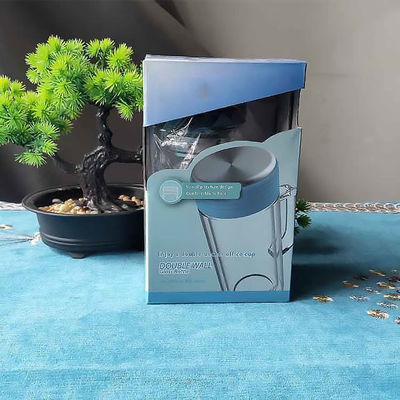 Coupe d'eau isolée en verre transparent de style classique avec poignée et compartiment à thé