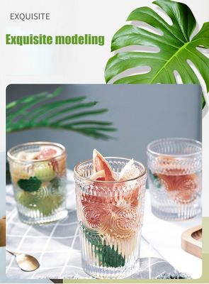 380 ml Rétrorécolte en or bordure de verre tasse de tournesol en verre en relief tasse à eau potable