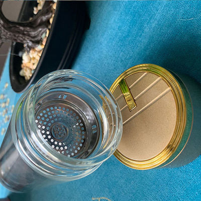 Bouteille d'affaires portable et imperméable à 300 ml en verre transparent à double paroi avec filtre à thé