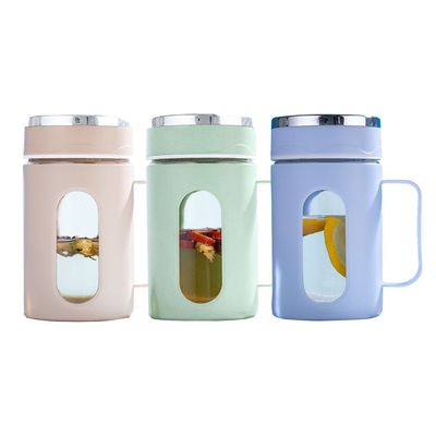 500 ml de verre cadeau exquis étudiant simple étanche tasse de bureau bouteilles d'eau avec couvercle et poignée