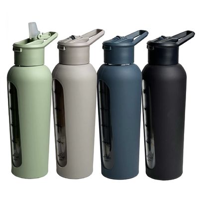 Logo personnalisé Acceptable 700 ml/1000 ml Bouteille portable en verre avec horodatage