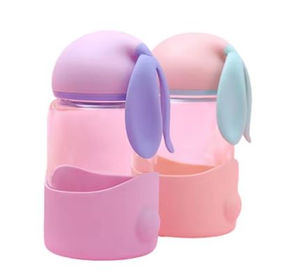 340 ml d' isolation thermique personnalisée oreille de lapin mignonne bouteille d'eau en verre pour unisexe en extérieur