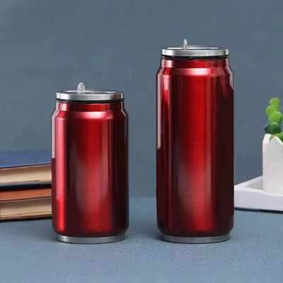 201 Bouteille de Coca-Cola isolée sous vide à double paroi en acier inoxydable avec couvercle à paille