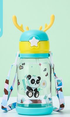 Bouteille d'eau potable en plastique 20 oz avec paille dessin animé mignon préféré des enfants d'école