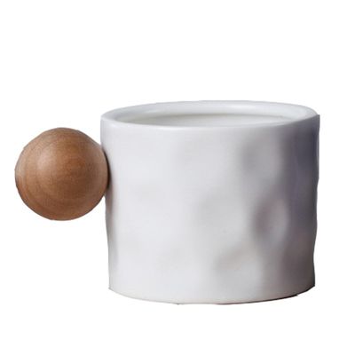 Accessoires à main 330 ml tasse à café en céramique avec poignée en bois