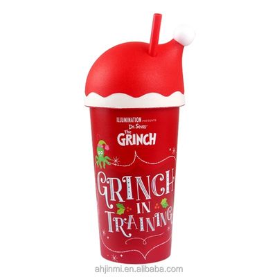 Carton style de Noël en plastique magique 20 oz glacé Tumbler avec logo personnalisé et paille