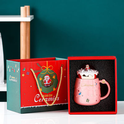 Céramique émail tumbler ensemble tasse rouge pour cadeau de Noël tasse de café fonction de lait d'eau