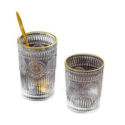OEM créatif rétro en relief de tournesol whisky jus de lait Tumbler verre réfractaire à la chaleur tasse d'eau
