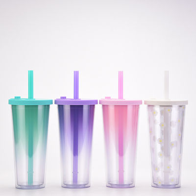 Retour à l'école Occasion isolé double design mural 24 OZ tasse en plastique avec logo personnalisé et couvercles