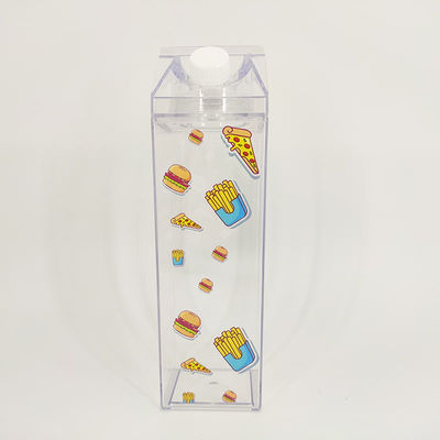 Bouteille d'eau en plastique transparente imperméable à la fuite de 500 ml, sans BPA, en carton de lait carré