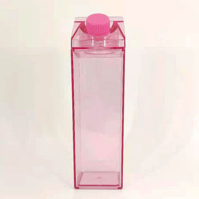 Bouteille d'eau en plastique transparente imperméable à la fuite de 500 ml, sans BPA, en carton de lait carré
